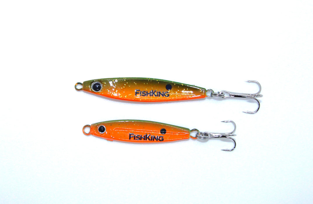 FishKing Trigger Prey grønn/oransje m/glitter, 12 og 18 gram. Nyhet 2024!