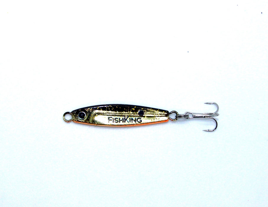 FishKing Trigger Prey svart/gull/oransje m/glitter, 12 og 18 gram. Nyhet 2024!