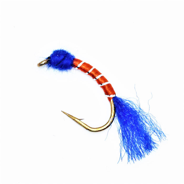 FishKing pilkeflue/nymfe/opphenger, rød/blå, str. #8.