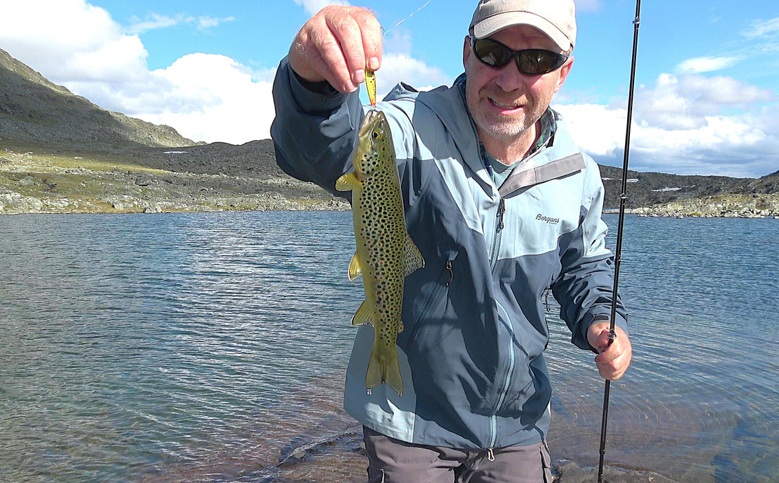 FishKing Trigger Prey ørretserie kobberbrun/gulgrønn/rød, 12 og 18 gram. Nyhet 2026!