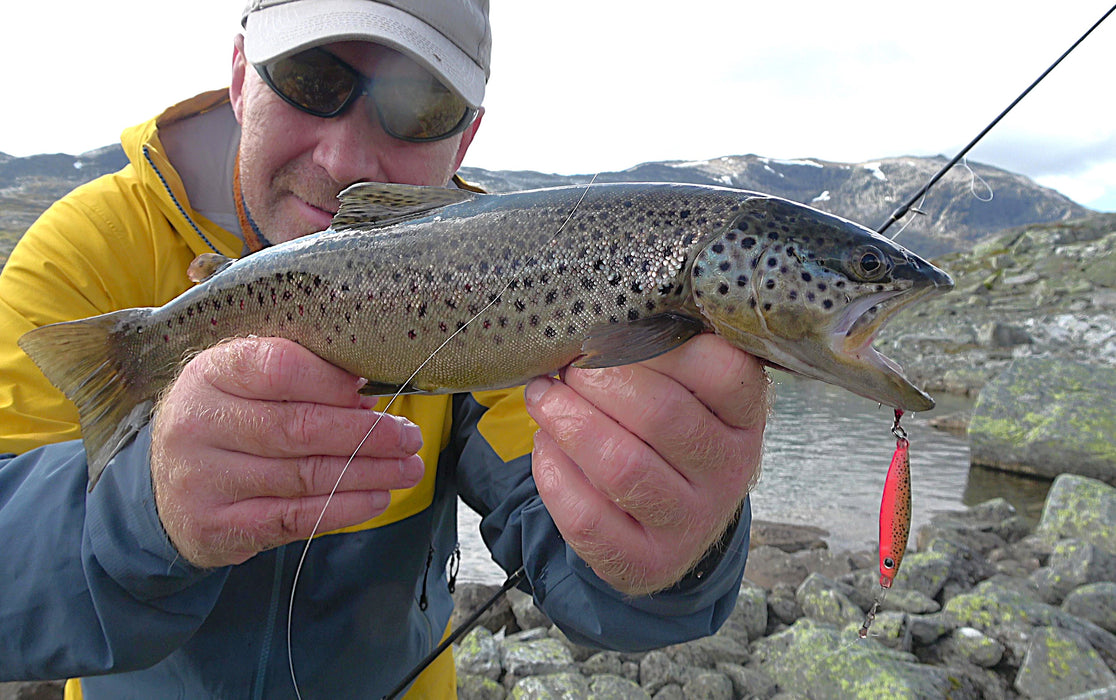 FishKing Trigger Prey ørretserie brun/rød, 12 og 18 gram. Nyhet 2026!