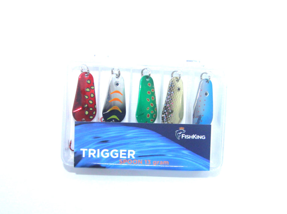 Pakketilbud! Trigger Spoon original, 13 gram. 5 topp sluker +10 slukhemper + slukboks. Sjekk prisen!