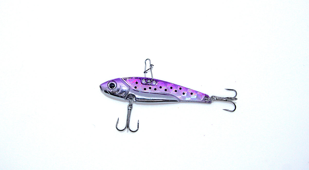 FishKing Trigger Target lilla/sølv m/svarte prikker, 7 og 14 gram. Nyhet 2025!