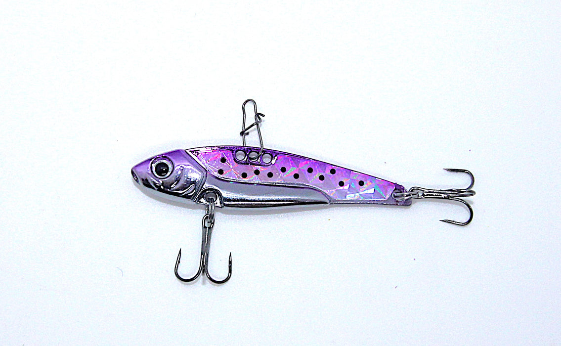 FishKing Trigger Target lilla/sølv m/svarte prikker, 7 og 14 gram. Nyhet 2025!