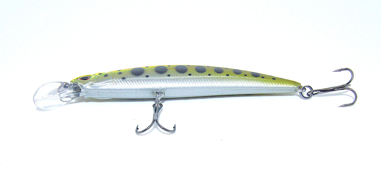 Striker ørret gulgrønn/svart/sølv 10cm