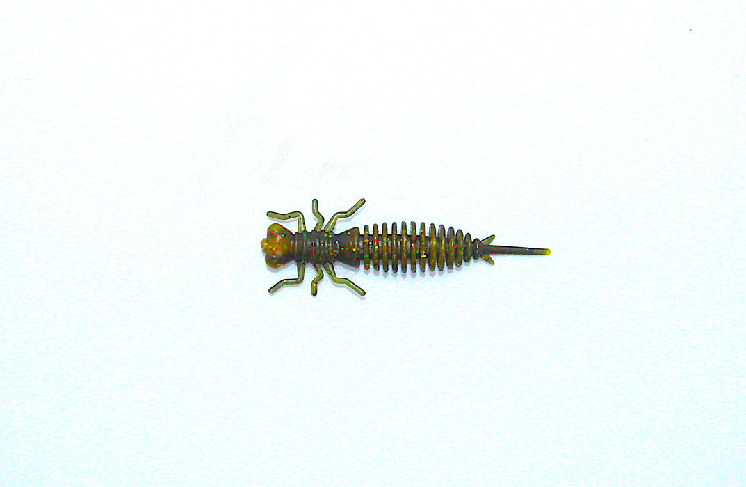 Larve 5.3cm, svart/gulgrå, 1.3 gram