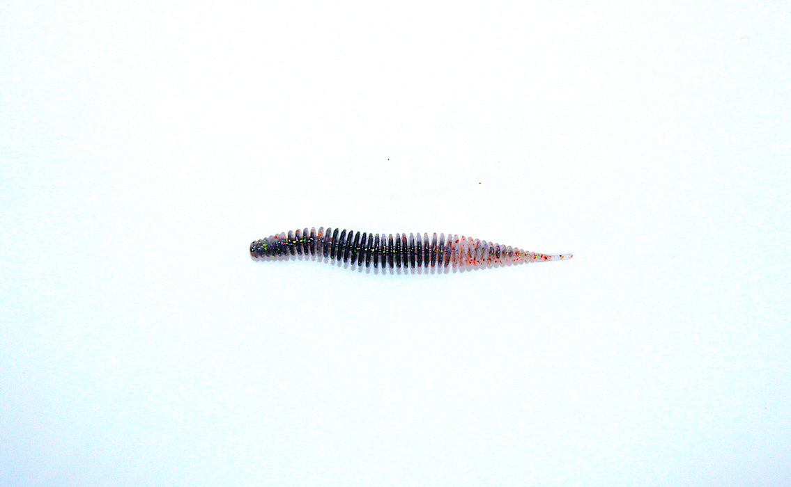 Worm 8cm, svart/grå/glitter, 1.4 gram