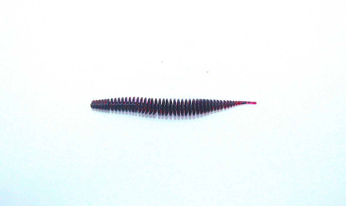 Worm 8cm, svart/rød, 1.4 gram