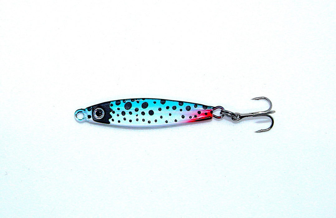 FishKing Trigger Prey ørretserie blå/hvit/rød, 12 og 18 gram. Nyhet 2026!