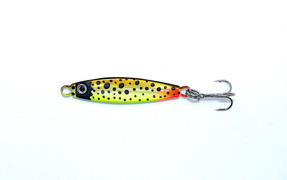 Pakketilbud Trigger Prey ørretserie, 12 gram. 5 sluker, 10 slukhemper + slukboks til ekstra god pris!