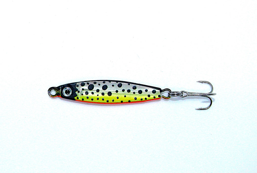 FishKing Trigger Prey ørretserie svart/grågrønn/oransje, 12 og 18 gram. Nyhet 2026!