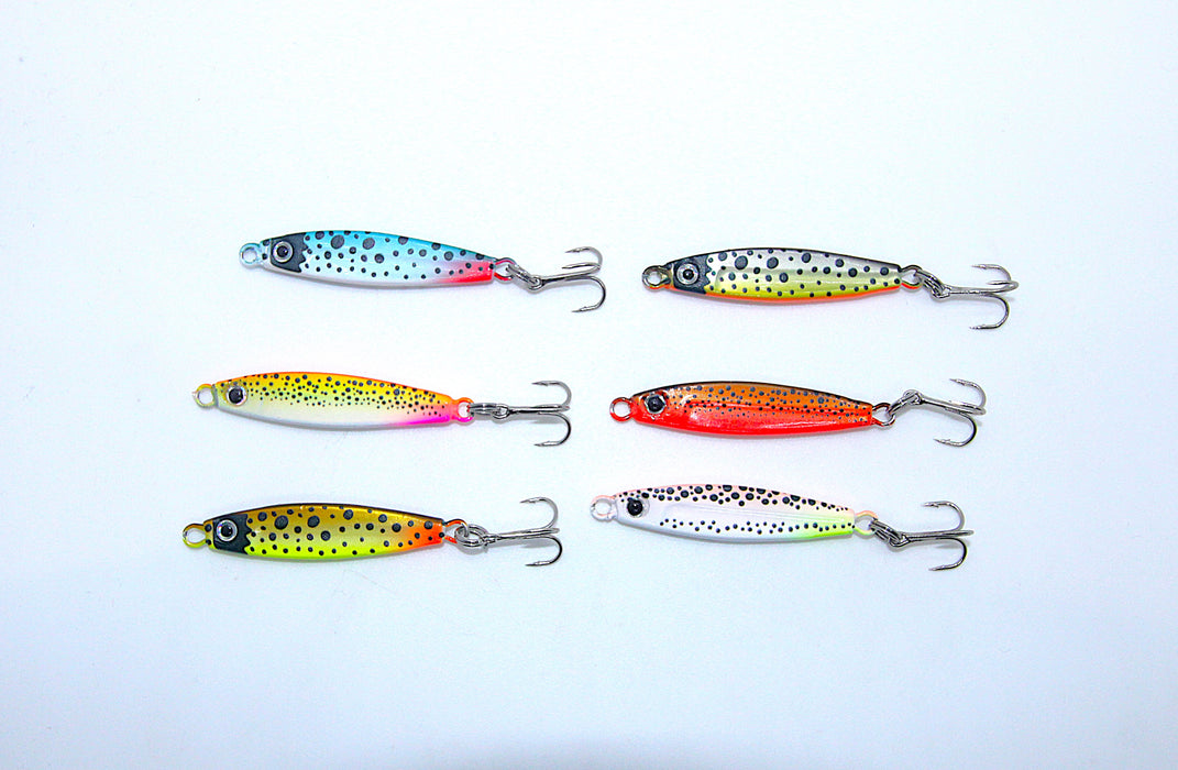 FishKing Trigger Prey ørretserie svart/grågrønn/oransje, 12 og 18 gram. Nyhet 2026!