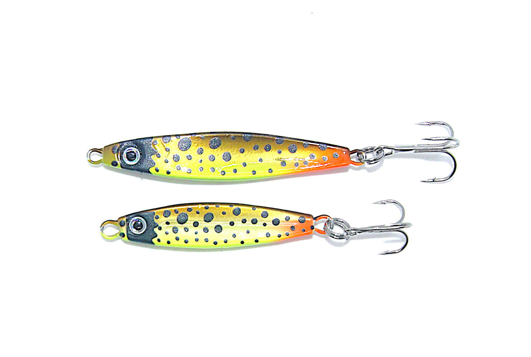 Pakketilbud Trigger Prey ørretserie, 18 gram. 5 sluker, 10 slukhemper + slukboks til ekstra god pris!