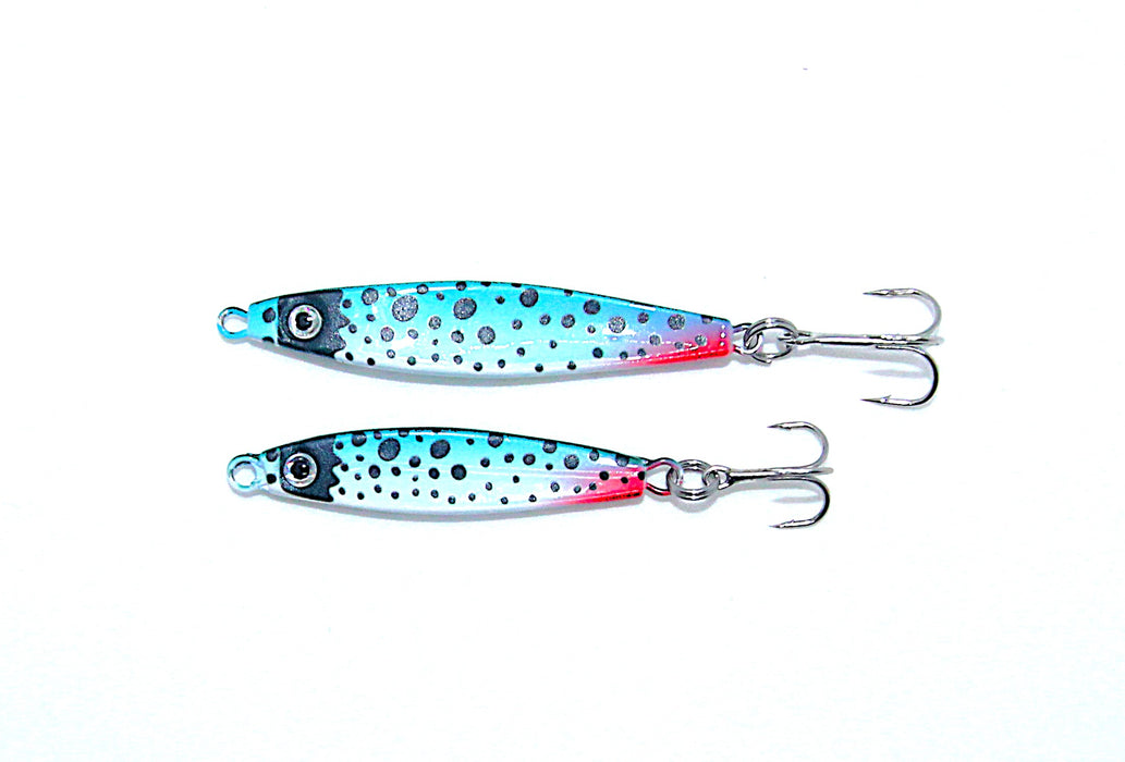 Pakketilbud Trigger Prey ørretserie, 18 gram. 5 sluker, 10 slukhemper + slukboks til ekstra god pris!