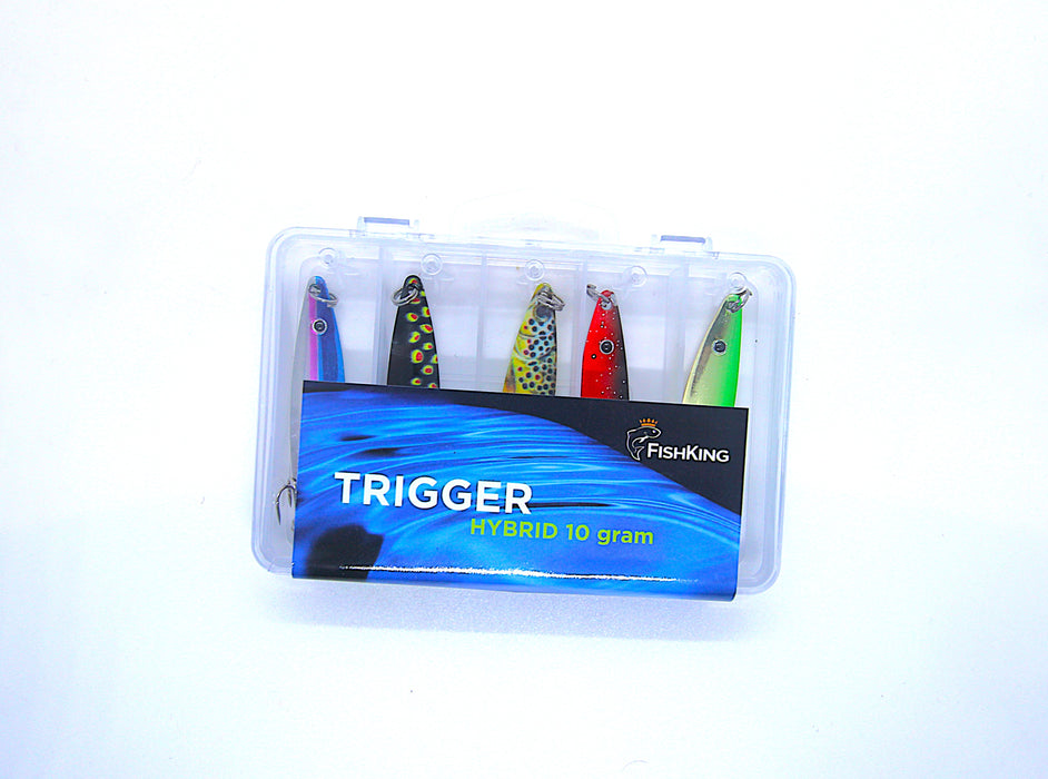 Pakketilbud Trigger Hybrid, 10 gram. 5 sluker, 10 slukhemper + slukboks til ekstra god pris!
