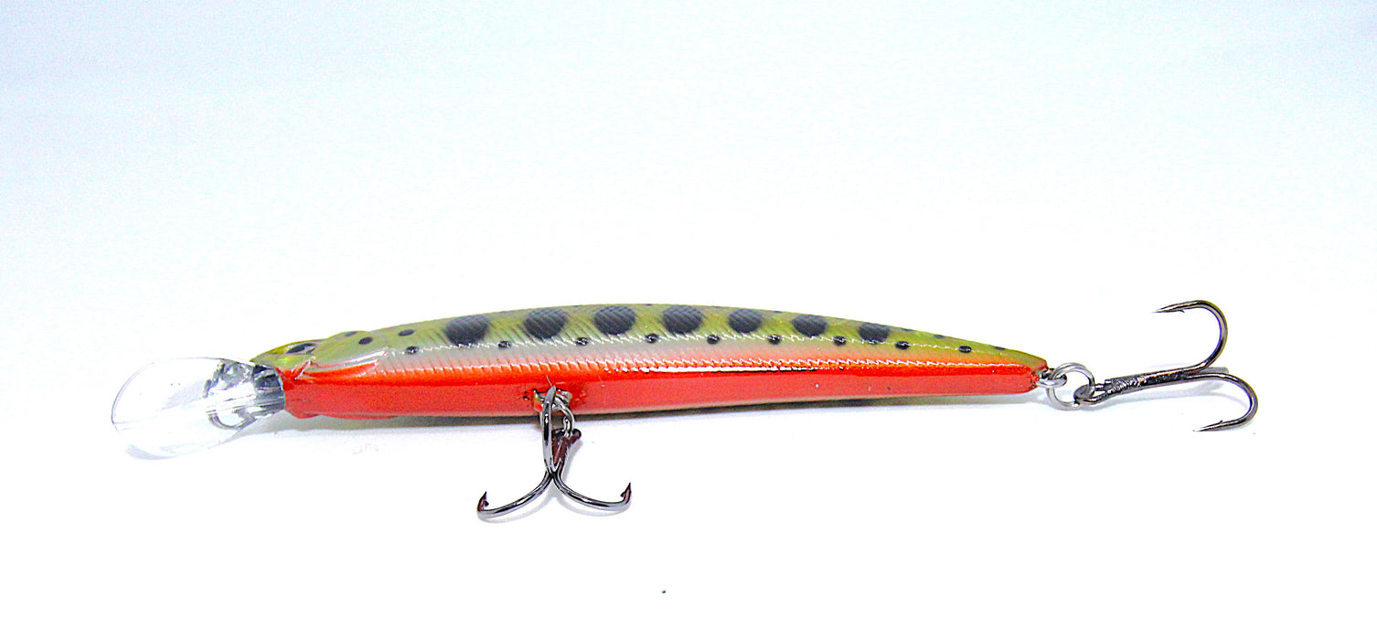 Striker ørret gulgrønn/svart/oransje, 10cm