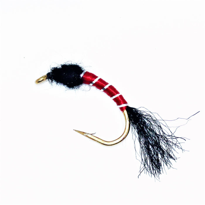FishKing pilkeflue/nymfe/opphenger, rød/svart/sølv, str. #8