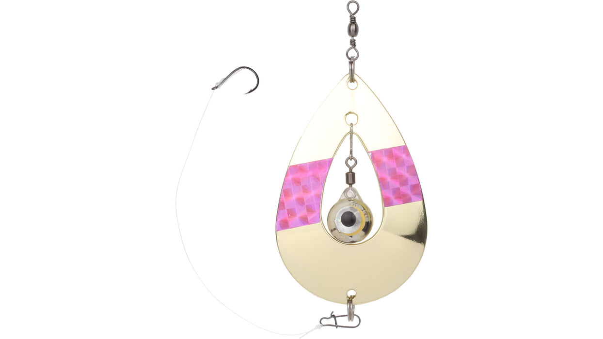 Kalakinn Eye, gull/rosa, røyeblink med opplegg for lys, 75mm