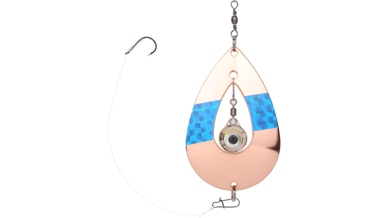 Kalakinn Eye, kobber/blå, røyeblink med opplegg for lys, 75mm