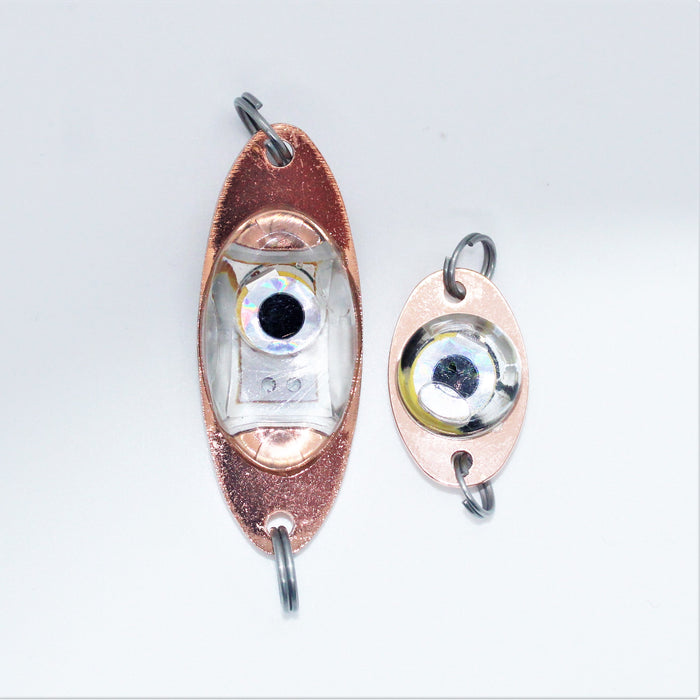 FishKing mini fisheye med integrert blinklys, kobber med grønt lys, 25mm