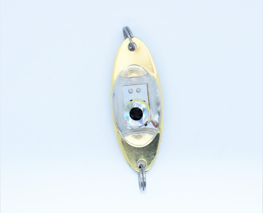 FishKing fisheye med integrert blinklys, gull med hvitt lys, 50mm