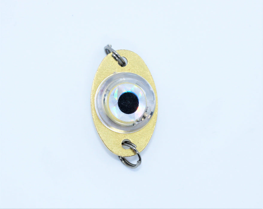 FishKing mini fisheye med integrert blinklys, gull med disco (flerfarget) lys, 25mm