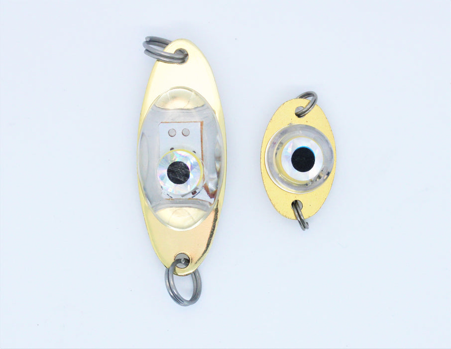 FishKing fisheye med integrert blinklys, gull med hvitt lys, 2-pack
