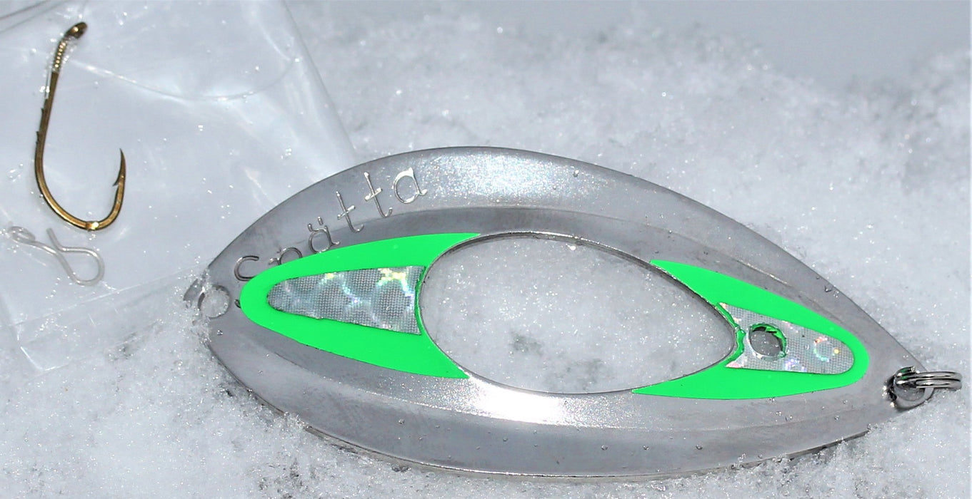 Røyeblink Spätta, grønn og sølv 1, 70mm, GS