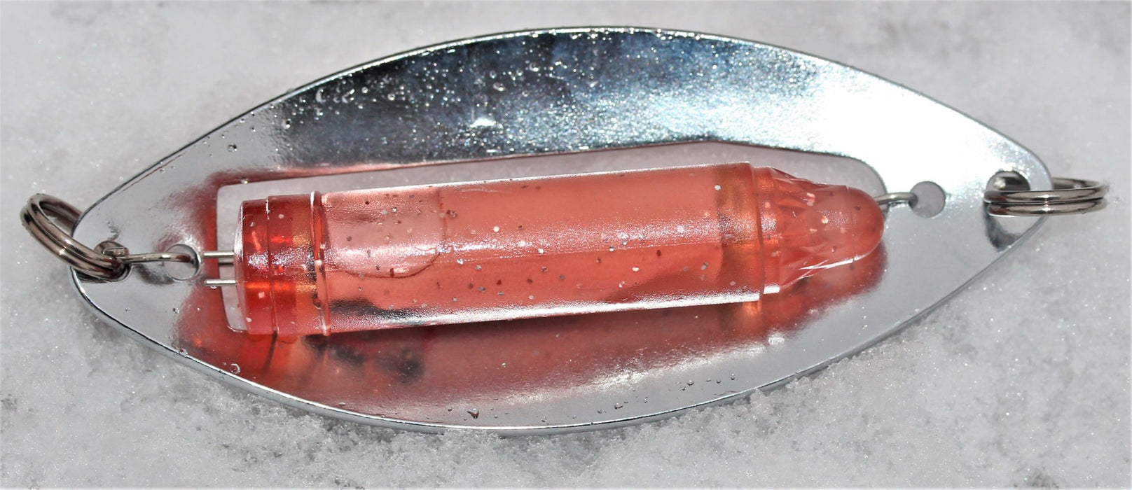 Røyeblink med lys, Ravdu, hvit og rød med sølv bakside 2, 80mm, art.nr.11490